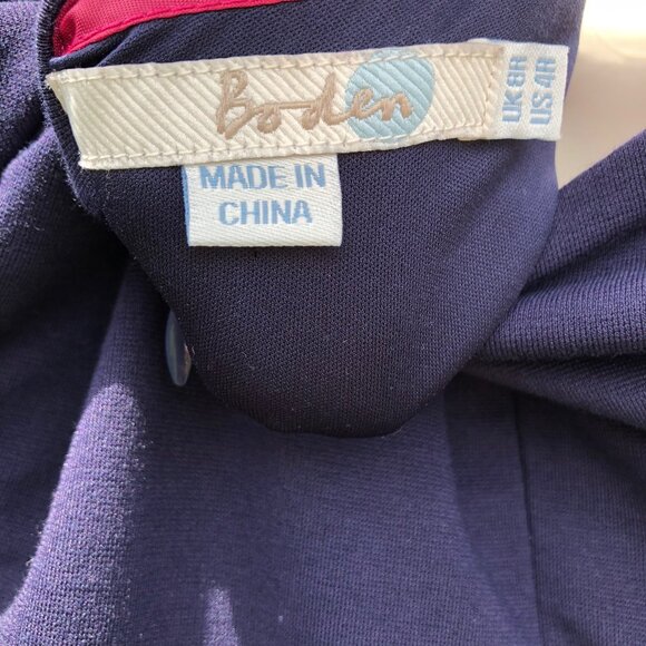 Boden Navy Dress 4 Peter Pan Collar Small The Strand Mini Navy Blue Pink - Picture 6 of 7